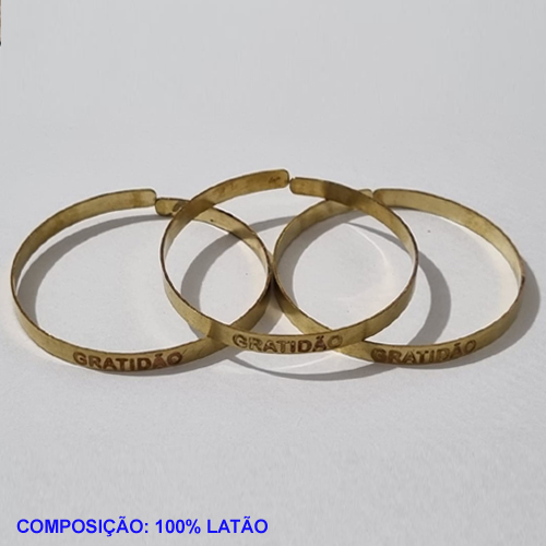 PULSEIRA(TIPO BRACELETE) NO BRUTO PRONTO PARA O BANHO(CX113) FRASE GRATIDÃO - LARGURA 4MM PESO TOTAL 3.3 - BRU001318A