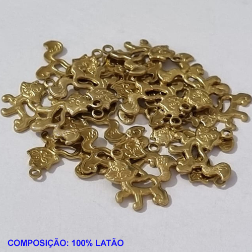 ACESSÓRIO BRUTO PRONTO PARA BANHO (CX18)-(2007) PINGENTE GATO VAZADO 16MM VENDIDA POR UNIDADE COMPOSIÇÃO LATÃO - PESO 0.4GR -  BRU001055