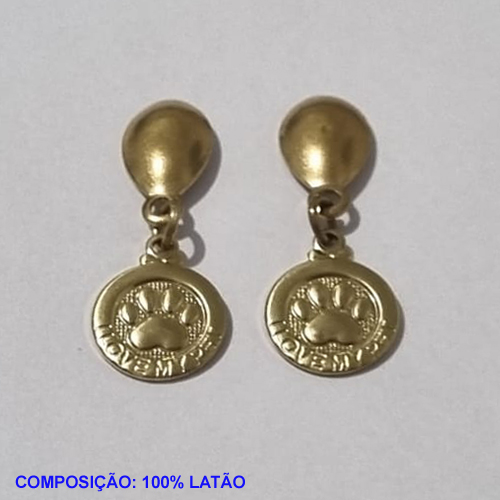 BRINCO BRUTO PRONTO PARA BANHO BASE LISA (2657) MEDALHA REDONDA 11MM C/ PATA PET (I LOVE MY PET) - PESO TOTAL 2.2GR - BRU001357A