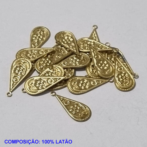 ACESSORIO NO BRUTO PRONTO PARA O BANHO (CX16) (V2559) - GOTA TRABALHADA EM FLOR- TAMANHO 9MM - PESO 0.4GR - BRU0001071
