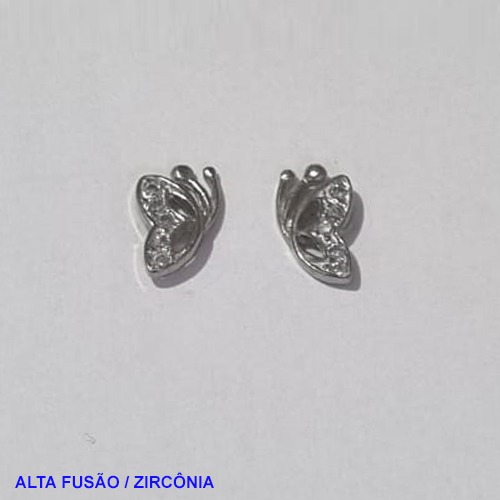 BRINCO NO BRUTO PRONTO PARA O BANHO - ALTA FUSÃO -  BORBOLETA CRAVEJADO COM MICRO ZIRCÔNIAS TAMANHO 7MM PESO 0.9GR - BRU001381A