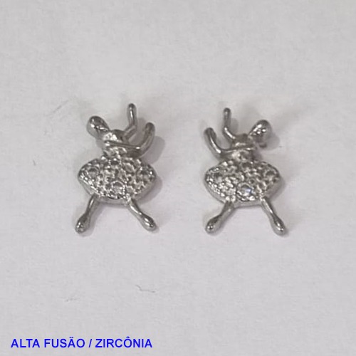 BRINCO NO BRUTO PRONTO PARA O BANHO(CX92) - ALTA FUSÃO -  BAILARINA CRAVEJADO COM MICRO ZIRCÔNIAS TAMANHO 8MM PESO 1.3GR - BRU001382A