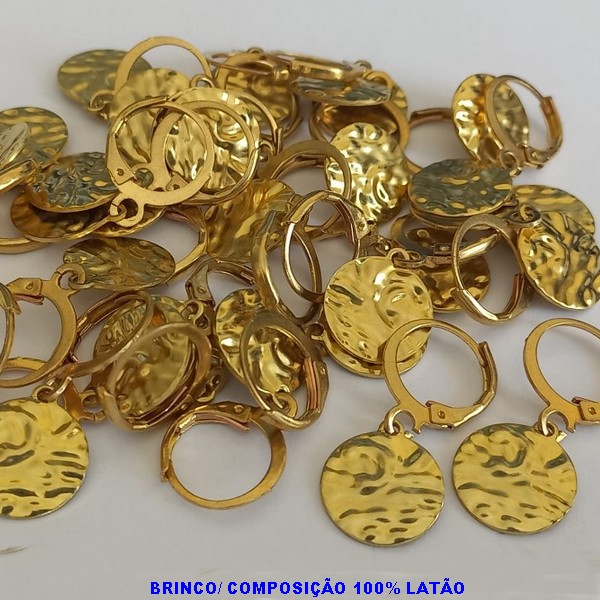 BRINCO NO BRUTO PRONTO PARA O BANHO(CX105) - COMPOSIÇÃO 100% LATÃO (4850) PINGENTE REDONDO 10MM TEXTURA MARTELADO 1,3GR BRU4111