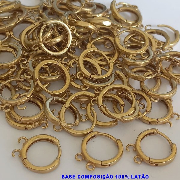 ACESSORIO NO BRUTO PRONTO PARA O BANHO(CX49) - ARGOLINHA DE PRESSÃO(COM DUAS ARGOLINHAS) (TRANQUETA)TAMANHO 13MM(PESO DO PAR 1,4GR) PEÇA VENDIDO POR PAR - BRU0001120