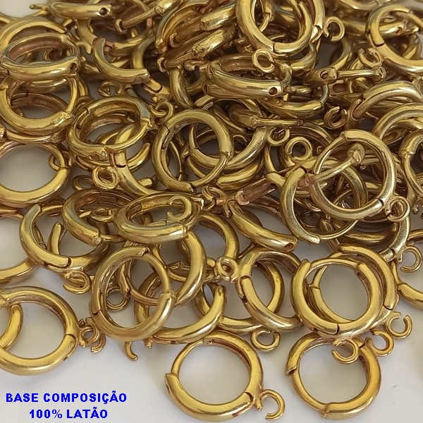 ACESSORIO NO BRUTO PRONTO PARA O BANHO(CX49) - ARGOLINHA DE PRESSÃO(COM UMA ARGOLINHA) (TRANQUETA)TAMANHO 12MM(PESO DO PAR 1.3GR) PEÇA VENDIDO POR PAR - BRU0001122