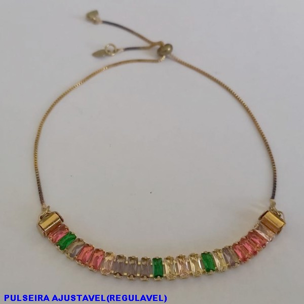 PULSEIRA NO BRUTO PRONTO PARA O BANHO - (PULSEIRAS AJUSTAVEL(REGULAVEL) COMPOSIÇÃO 70% ZIRCONIAS E 30% LATÃO - PESO TOTAL 3,9GR - BRU4290A