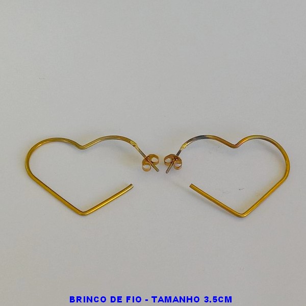 BRINCO NO BRUTO PRONTO PARA O BANHO - BRINCO DE FIO - (MODELO CORAÇÃO ) TAMANHO 3,5CM - PESO TOTAL 1.6GR - BRU3848B