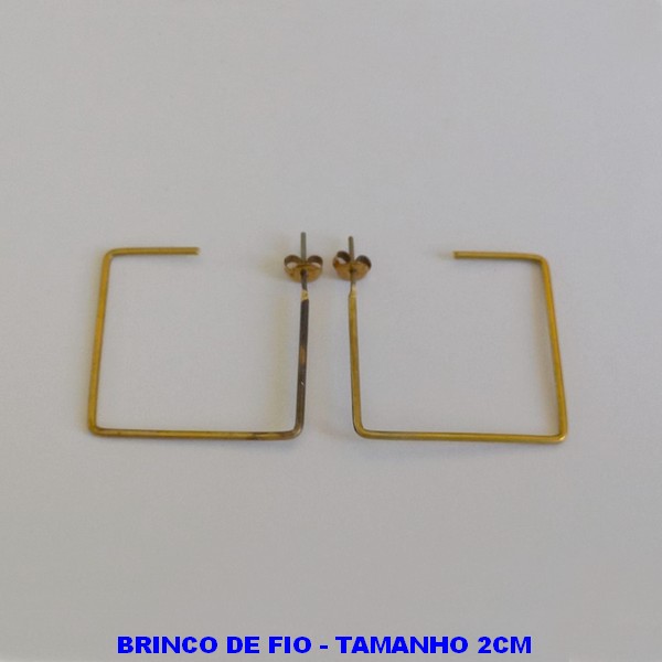 BRINCO NO BRUTO PRONTO PARA O BANHO - BRINCO DE FIO - (MODELO QUADRADO) TAMANHO 2CM - PESO TOTAL 1.2GR - BRU3848C