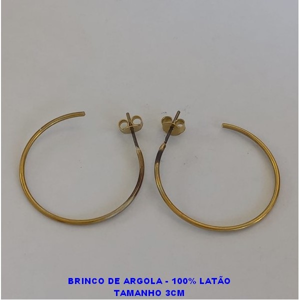 BRINCO NO BRUTO PRONTO PARA O BANHO - BRINCO DE FIO - (MODELO ARGOLA REDONDO) TAMANHO 2CM - PESO TOTAL 1.1GR - BRU7493B