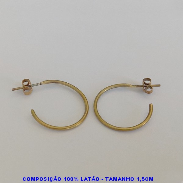 BRINCO NO BRUTO PRONTO PARA O BANHO - BRINCO DE FIO - (MODELO ARGOLA REDONDO) TAMANHO 1,5CM - PESO TOTAL 1GR - BRU7493D