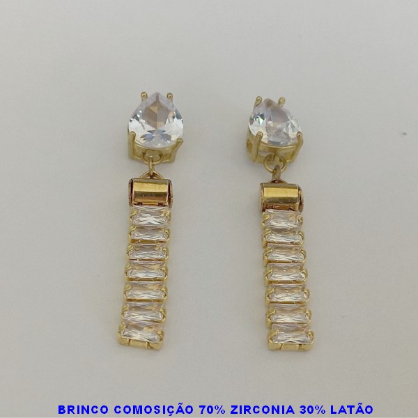 BRINCO NO BRUTO PRONTO PARA O BANHO -COMPOSIÇÃO 70%ZIRCONIA E 30% LATÃO - BASE EM ALTA FUSÃO - PESO TOTAL 4,9GR - 2648B