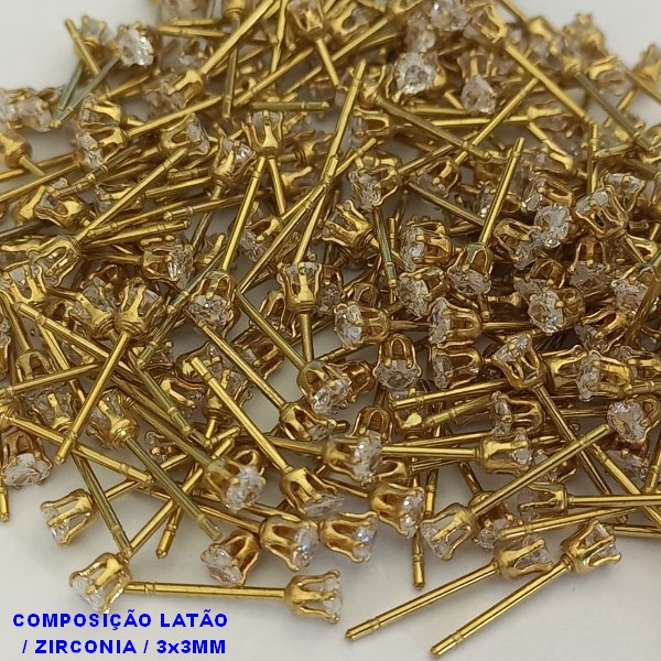 ACESSORIO(BRINCO NO BRUTO PRONTO PARA O BANHO(CX76)(CORAÇÃO) -BRINCO DE PINO - TAMANHO  3x3MM - PESO TOTAL 0,4GR - BRU0001133