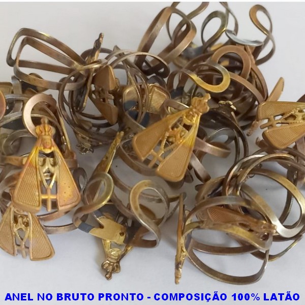 ANEL NO BRUTO PRONTO PARA O BANHO - IMAGEM DE NOSSA SENHORA APARECIDA -( AJUSTAVEL )PESO TOTAL 1,9GR - ANEL000213