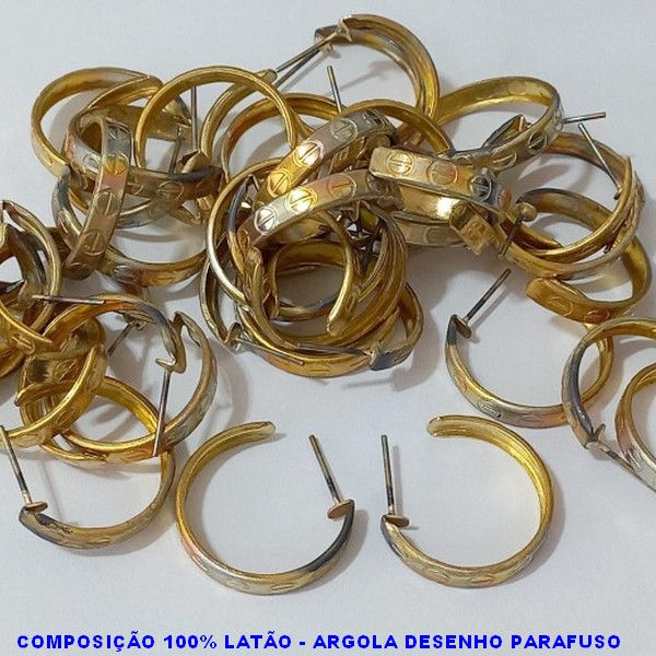 BRINCO NO BRUTO PRONTO PARA O BANHO -(3.3117M) BRINCO DE ARGOLA DESENHO AC LATÃO PARAFUSO - COMPOSIÇÃO 100% LATÃO - TAMANHO 20MM(2CM - PESO TOTAL 1.5GR - BRU4542EF