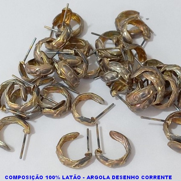 BRINCO NO BRUTO PRONTO PARA O BANHO -(3.3101P) BRINCO DE ARGOLA DESENHO AC LATÃO CORRENTE - COMPOSIÇÃO 100% LATÃO - TAMANHO 14MM(1,4CM - PESO TOTAL 1.1GR - BRU4542H
