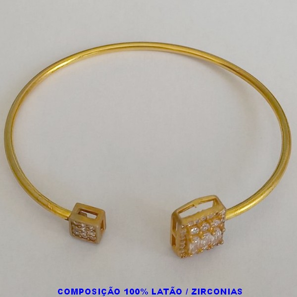 BRACELETE NO BRUTO PRONTO PARA O BANHO(CX115) -  PULSEIRA FEMININA -  TODO CRAVEJADO EM MICRO ZIRCONIA  - TAMANHO 18CM(AJUSTAVEL) - PESO 5.9GR   -BRU3760C