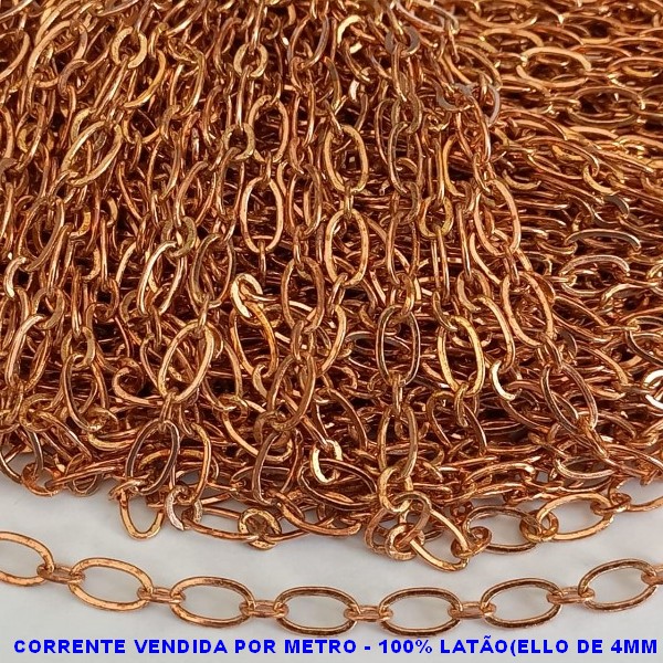 CORRENTE NO BRUTO PRONTO PARA O BANHO)-LARGURA DO ELLO DE 4MM - COMPOSIÇÃO 100% LATÃO CORRENTE VENDIDA POR METRO) -(MODELO 1X1) BRU0001143