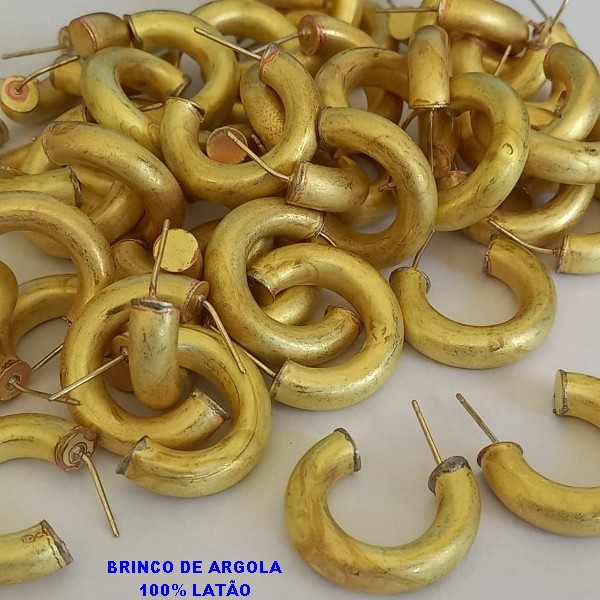 BRINCO NO BRUTO PRONTO PARA O BANHO - COMPOSIÇÃO 100% LATÃO -  BRINCO DE ARGOLA GROSSA TAMANHO  2,5CM LARGURA 6MM -  PESO 5.7GR - BRU2081