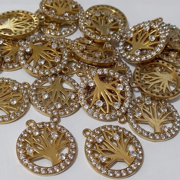 PINGENTE NO BRUTO PRONTO PARA O BANHO (CX30)  - PINGENTE ARVORE DA VIDA 70% LATÃOE 30% ZIRCONIA - PESO TOTAL 2,9GR - TAMANHO 20MM(2CM)- BRU0001148