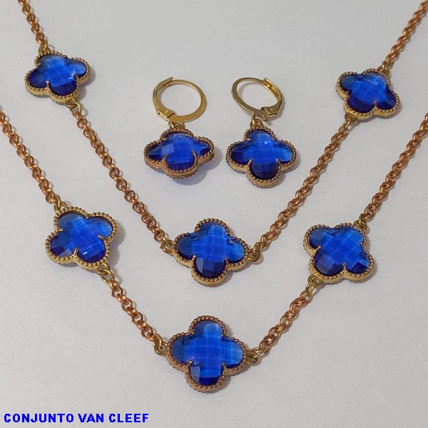 CONJUNTO NO BRUTO PRONTO PARA O BANHO - " VAN CLEEF " (GARGANTILHA/PULSEIRA E BRINCO ) PINGENTE DE 13MM - PESO TOTAL 6,9GR -CORRENTE ELLO PORTUGUESE FECHO LAGOSTA BRU6836D