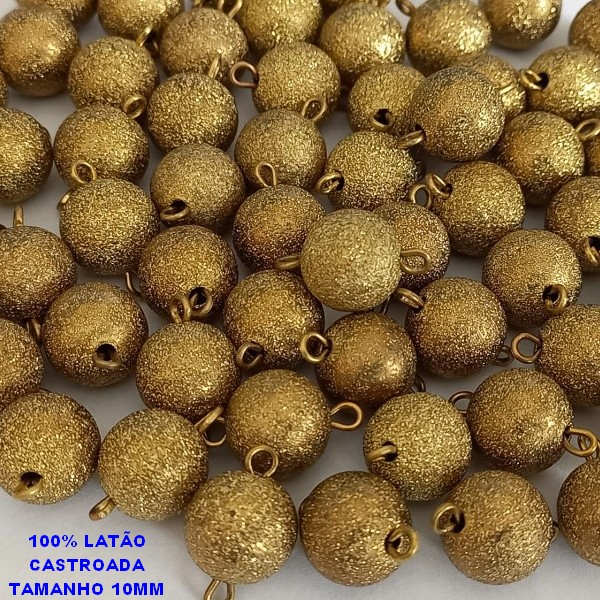 ACESSORIO NO BRUTO PRONTO PARA O BANHO - BOLAS DIAMANTADAS(CASTROADA) PASSANTE TAMANHO " 10MM " - PESO TOTAL DA UNIDADE 0,7GR - DIAMANTADA(COMPOSIÇÃO 100% LATÃO BRU0001173