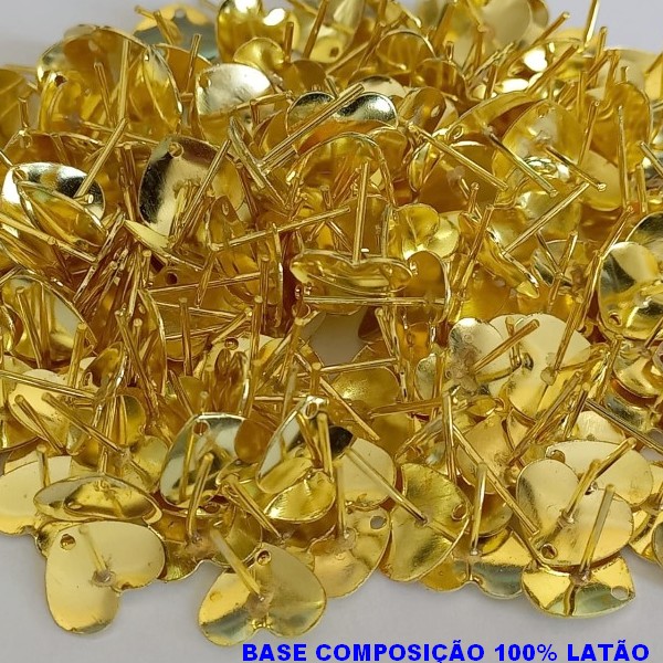 ACESSÓRIO NO BRUTO PRONTO PARA O BANHO - BASE PARA BRINCO COM PINO - PESO DO PAR 0,6GR - TAMANHO 8MM  CORAÇÃO - VENDIDA POR PAR - BRU0001175B