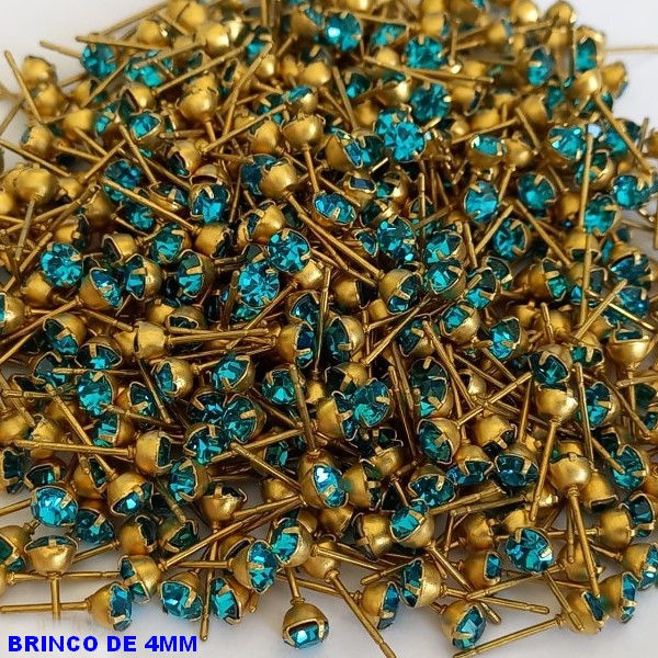 ACESSORIO(BRINCO NO BRUTO PRONTO PARA O BANHO(CX82) REDONDO -BRINCO DE PINO - TAMANHO  4MM - PESO TOTAL 0,4GR - BRU6679A