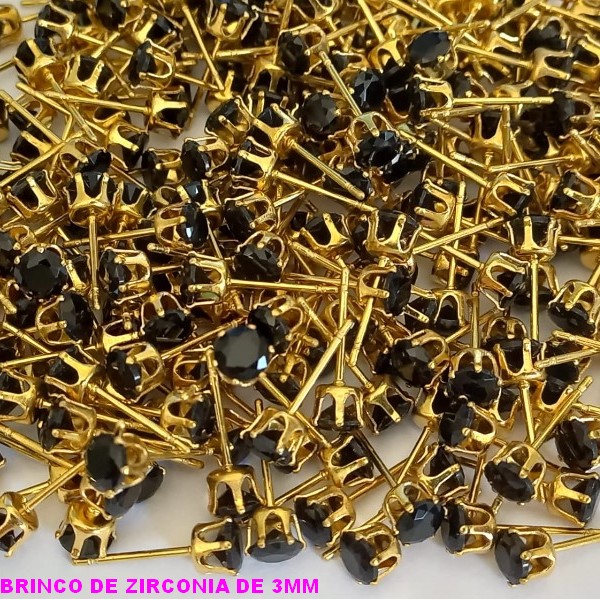 ACESSORIO(BRINCO NO BRUTO PRONTO PARA O BANHO(CX82) REDONDO -BRINCO DE PINO -ZIRCONIA DE TAMANHO 3MM - PESO TOTAL 0,6GR - BRU0001190