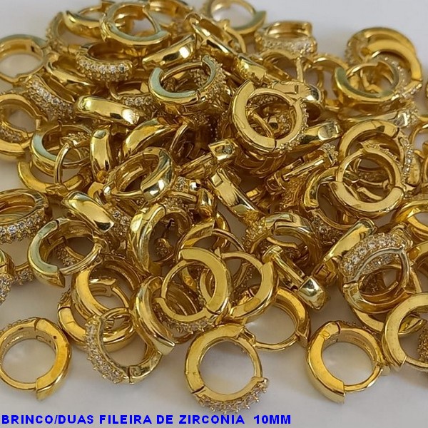 BRINCO BRUTO PRONTO PARA O BANHO (CX04) BASE ARGOLINHA DE  PRESÃO (TRANQUETA)TODO CRAVEJADO(DUAS FILEIRA)  MICRO ZIRCONIAS REDONDO  "TAMANHO 10MM" -  PESO 1.2GR -  - BRU3978