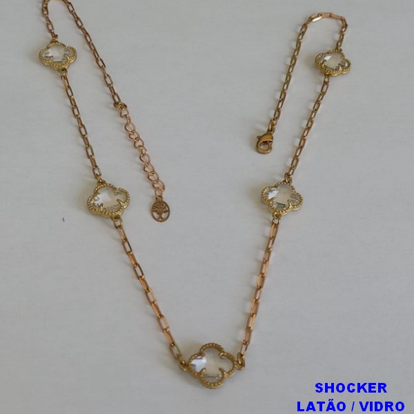 SHOCKER (VAN CLEFF) NO BRUTO PRONTO PARA O BANHO  - SHOCKER  COM CORRENTE  CARTIER  LONGA DE 40CM+EXTENSOR - COMPOSIÇÃO LATÃO / VIDRO - PESO TOTAL: 6.3GR - BRU6855A
