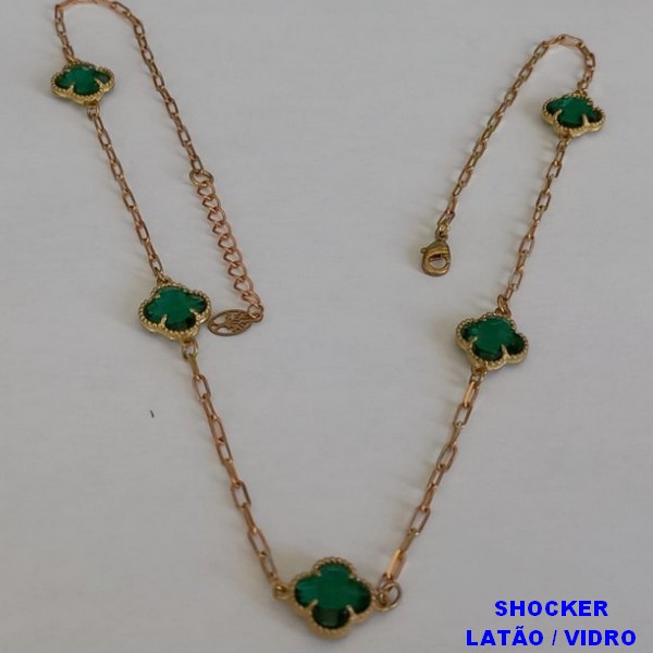 SHOCKER (VAN CLEFF) NO BRUTO PRONTO PARA O BANHO  - SHOCKER  COM CORRENTE  CARTIER  LONGA DE 40CM+EXTENSOR - COMPOSIÇÃO LATÃO / VIDRO - PESO TOTAL: 6.3GR - BRU8836