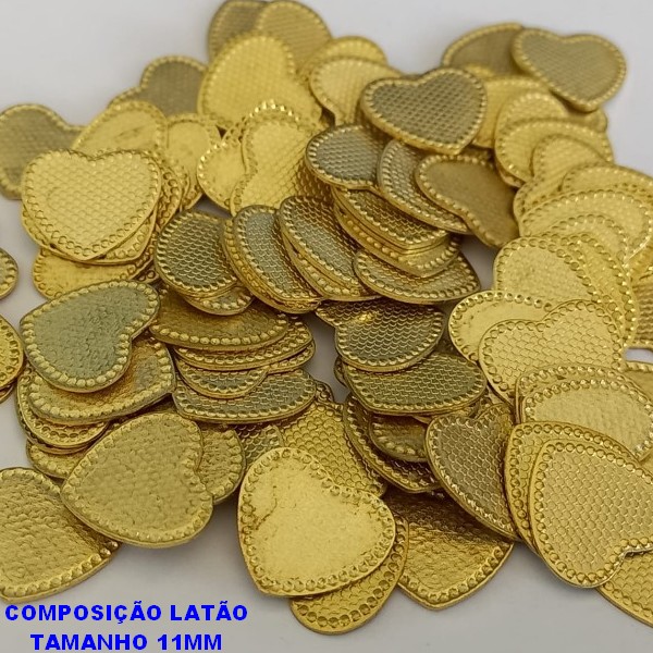 ACESSÓRIO BRUTO PRONTO PARA BANHO -  (E2518) CORAÇÃO DESENHADO (PEÇA SEM FURO E SEM ARGOLINHA) - (PEÇA VENDIDA POR UNIDADE) - PESO 0,3GR - TAMANHO 11MM - BRU0001199