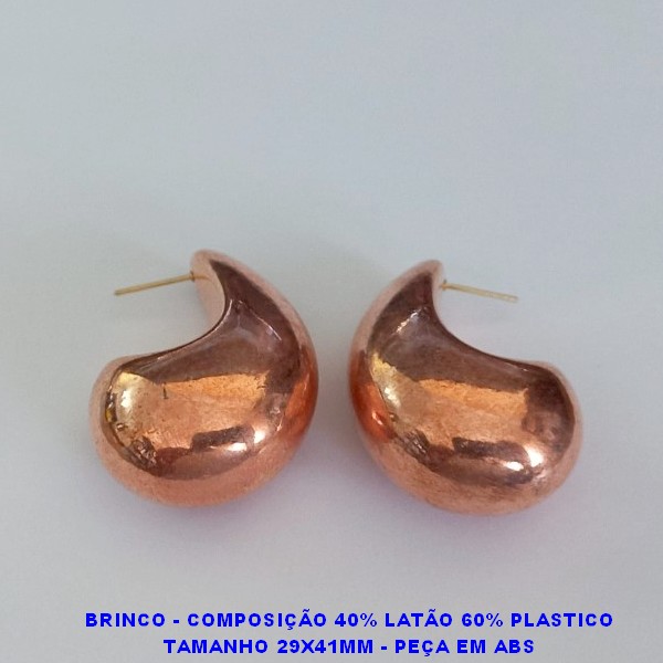 BRINCO NO BRUTO PRONTO PARA O BANHO - TAMANHO 29X41MM - PESO TOTAL 18.8GR - COMPOSIÇÃO 29X41MM - BRU8849