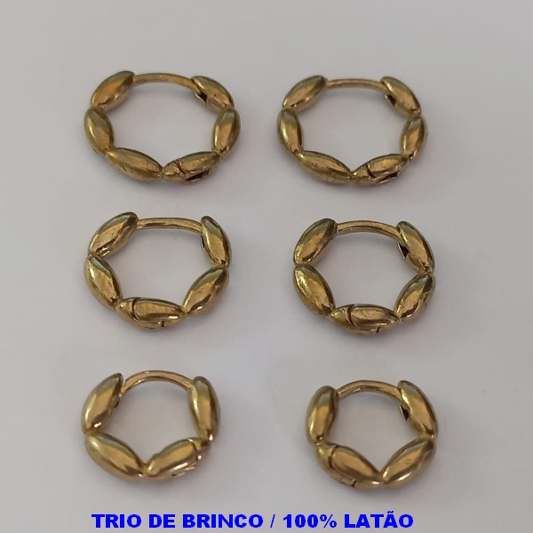 BRINCO NO BRUTO PRONTO PARA O BANHO - ARGOLINHA DE PRESSÃO - TAMANHOS 14 / 12 / 10MM - PESO TOTAL DO TRIO 5,3GR - BRU6234A