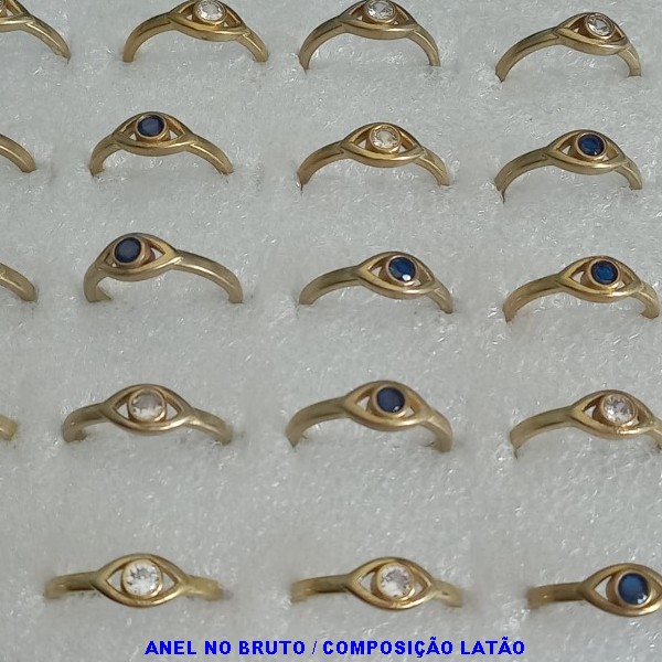 ANEL NO BRUTO PRONTO PARA O BANHO - COMPOSIÇÃO LATÃO E ZIRCONIA - PESO EM MEDIA 1,9GR - ANEL000228