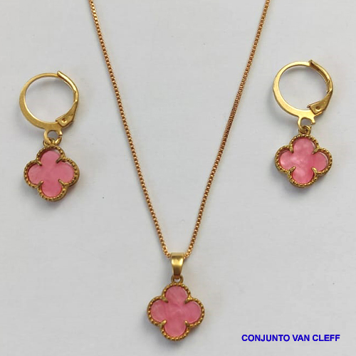 CONJUNTO (VAN CLEFF) NO BRUTO PRONTO PARA O BANHO  - GARGANTILHA  COM CORRENTE VENEZIANA DE 45CM - BRINCO 12MM COM ARGOLA DE PRESSÃO - PESO TOTAL: 4,0GR - BRU8887