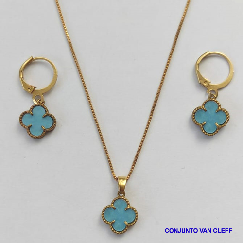 CONJUNTO (VAN CLEFF) NO BRUTO PRONTO PARA O BANHO  - GARGANTILHA  COM CORRENTE VENEZIANA DE 45CM - BRINCO 12MM COM ARGOLA DE PRESSÃO - PESO TOTAL: 4,0GR - BRU8888