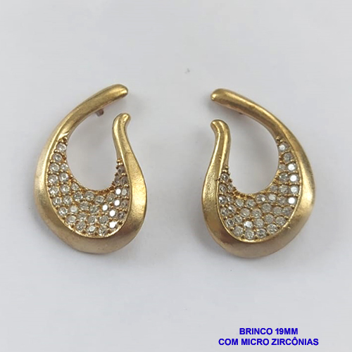 BRINCO BRUTO PRONTO PARA O BANHO TAMANHO DE 19MM - TODO CRAVEJADO  EM MICRO ZIRCONIAS CRISTAL - PESO 5,7GR BRU8905
