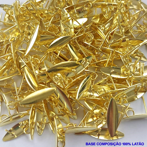 ACESSÓRIO NO BRUTO PRONTO PARA O BANHO - BASE PARA BRINCO COM PINO - PESO DO PAR 0,7GR - TAMANHO 15x3MM  BASE COMPRIDA OVAL - VENDIDA POR PAR - BRU0001229