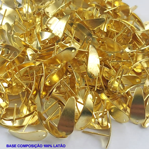 ACESSÓRIO NO BRUTO PRONTO PARA O BANHO - BASE PARA BRINCO COM PINO - PESO DO PAR 0,8GR - TAMANHO 10x7MM  BASE GOTA CURVA - VENDIDA POR PAR - BRU0001230