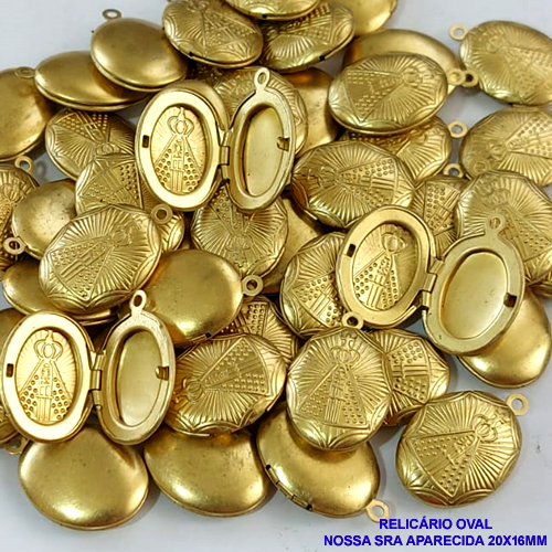 RELICARIO NO BRUTO PRONTO PARA O BANHO  ''( RELICARIO)'' EM FORMATO OVAL NOSSA SRA APARECIDA TAMANHO 20X16MM - PESO TOTAL 2,0GR -  BRU8923