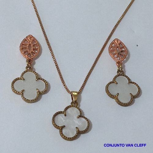 CONJUNTO (VAN CLEFF) NO BRUTO PRONTO PARA O BANHO - GARGANTILHA COM CORRENTE VENEZIANA DE 45CM - BRINCO 14MM BASE DE PINO - PESO TOTAL: 5GR - BRU8933