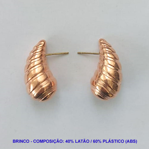 BRINCO NO BRUTO PRONTO PARA O BANHO - TAMANHO 14x28MM - PESO TOTAL 4,7GR - COMPOSIÇÃO 40% LATÃO 60% PLÁSTICO (ABS) - BRU8937