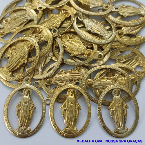 ACESSÓRIO BRUTO PRONTO PARA BANHO (CX34)-  (666) MEDALHA OVAL VAZADA NOSSA SRA DAS GRAÇAS VENDIDA POR UNIDADE COMPOSIÇÃO LATÃO - PESO 2,2GR - TAMANHO 30X24MM BRU0001173A