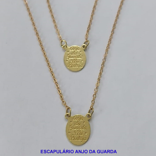 ESCAPULARIO BRUTO PRONTO PARA BANHO - PESO TOTAL 2,9GR COM CORRENTE CADEADO ESCAPULÁRIO 13X10MM ANJO DA GUARDA (E1824) - BRU8972