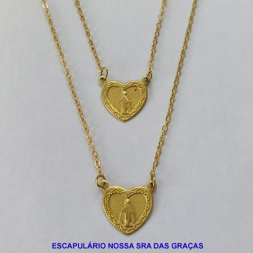 ESCAPULARIO BRUTO PRONTO PARA BANHO - PESO TOTAL 3,1GR COM CORRENTE CADEADO ESCAPULÁRIO 13X12MM NOSSA SRA DAS GRAÇAS (E2146) - BRU8976