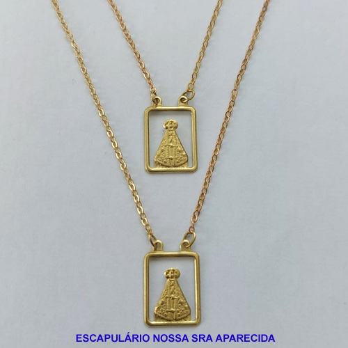 ESCAPULARIO BRUTO PRONTO PARA BANHO - PESO TOTAL 2,9GR COM CORRENTE CADEADO ESCAPULÁRIO 16X13MM NOSSA SRA APARECIDA (E2376) - BRU8977