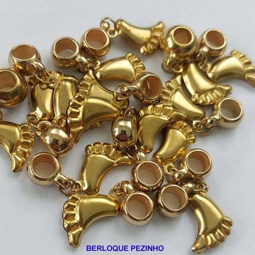ACESSORIO NO BRUTO PRONTO PARA O BANHO (TQ295) PINGENTE PEZINHO 14MM - BERLOQUE PARA PULSEIRA SIMILAR A PANDORA (PEÇA VENDIDA POR UNIDADE) PENDENTE ABS - PESO 0,6GR - BRU0001311