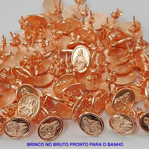 BRINCO NO BRUTO PRONTO PARA O BANHO) (E2160) - PESO TOTAL 1,5GR - (VENDIDO POR PAR) (CX39) MODELO SAGRADO CORAÇÃO (ROB)  - TAMANHO 11MM BRU0001324