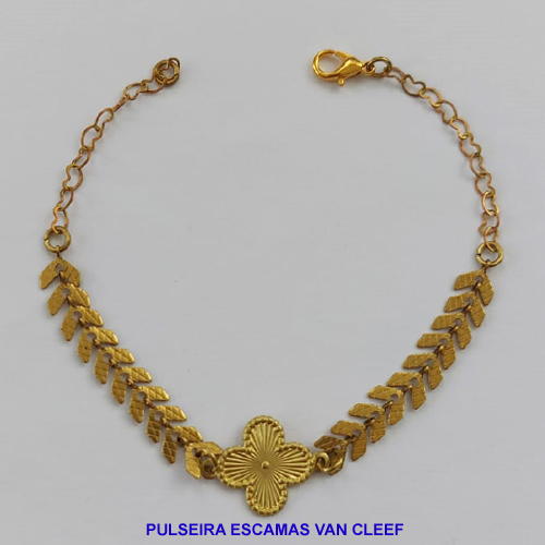 PULSEIRA NO BRUTO PRONTO PARA O BANHO - PULSEIRA ESCAMAS COM VAN CLEEF 14MM  - TAMANHO 18CM - PESO 3.0GR  E FECHO LAGOSTA - BRU8995